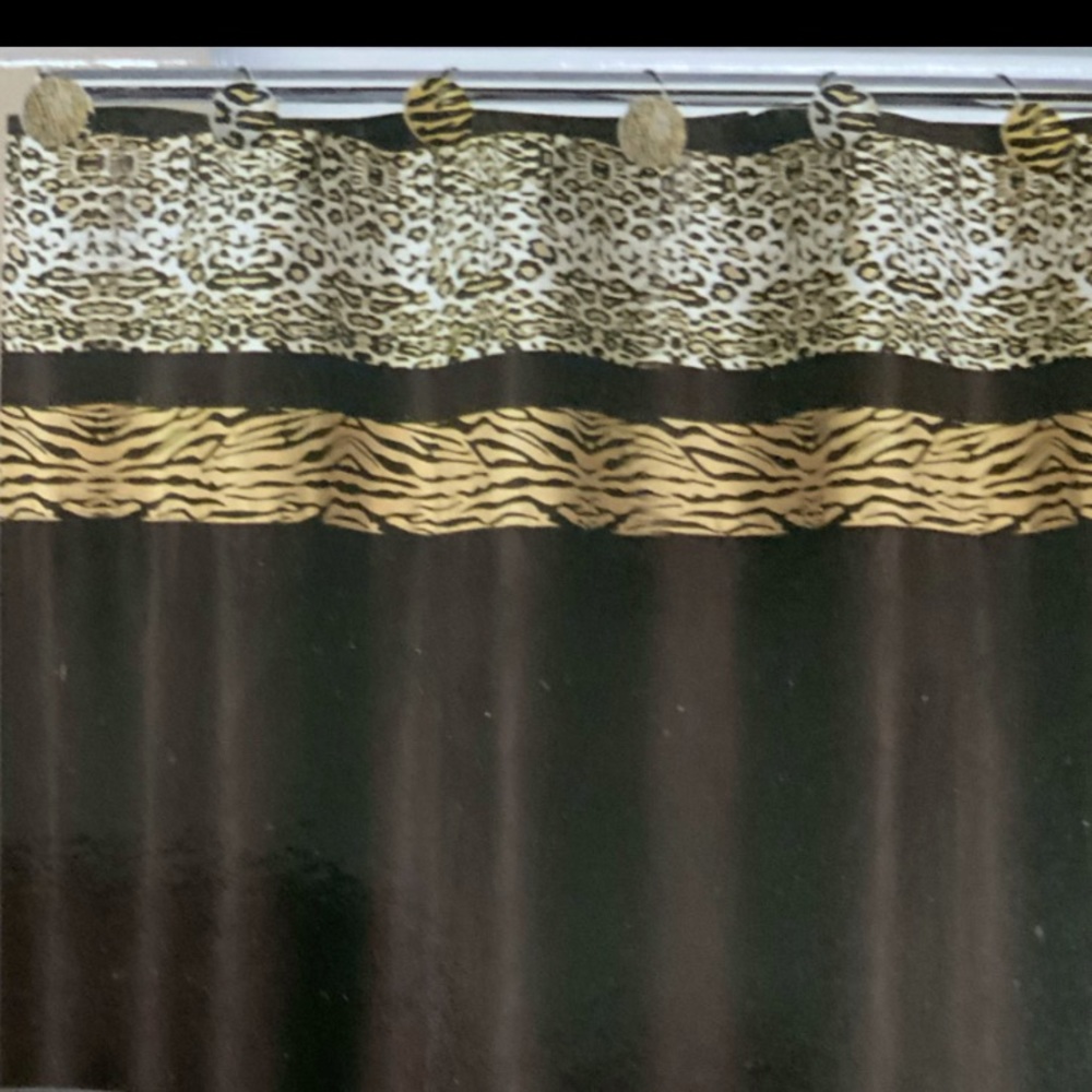 Animal Print Shower Curtain Fabric Gazelle Collection Chocolate Brown 72 X 72 in - Picture 3 of 9